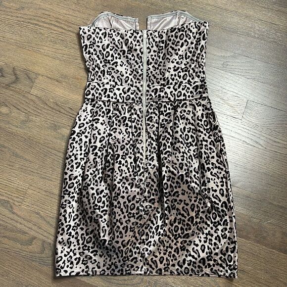 Tfnc london Stretch Cotton & Velvet Animal Print Strapless Mini Dress - Picture 4 of 8